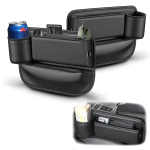 Car Seat Gap Filler Organizer, Universal Premium Leather Seat Organizer with ...