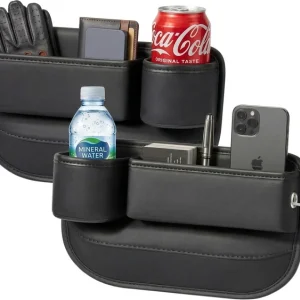 2-Pack Car Seat Gap Filler Organizer with Cup Holder - Premium Leather - Univers