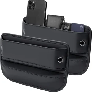 2 Pack Universal Fit Car Gap Filler, Premium Leather Seat Organizer